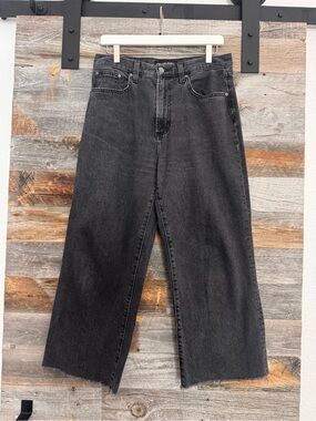 Aritzia Denim Forum The Farrah Hi-Rise Wide Jeans in Washed Black